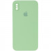 Чохол Silicone Case Square Full Camera Protective (AA) для Apple iPhone X / XS (5.8") (М'ятний / Mint)
