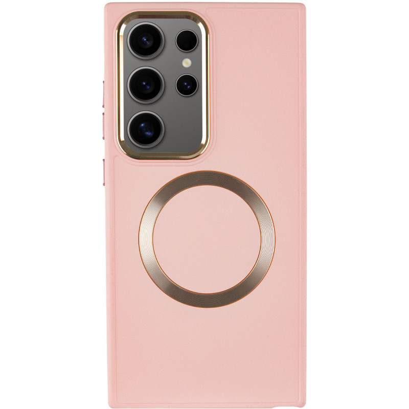 Фото TPU чехол Bonbon Metal Style with Magnetic safe для Samsung Galaxy S24 Ultra (Розовый / Light Pink) на vchehle.ua