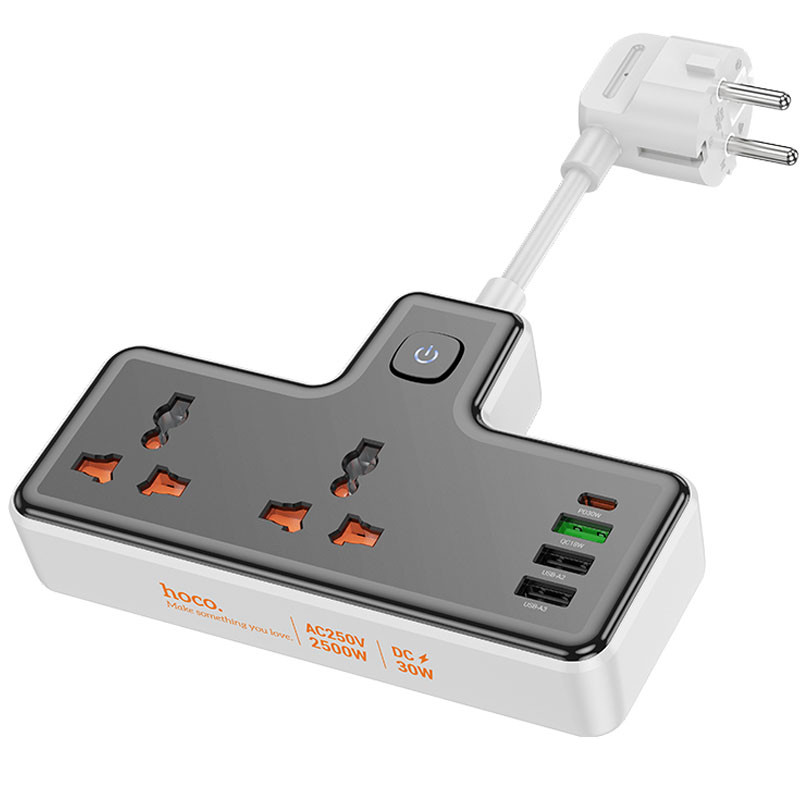 Подовжувач Hoco AC12A Reise (PD30W/1C3A) + Socket (Black)