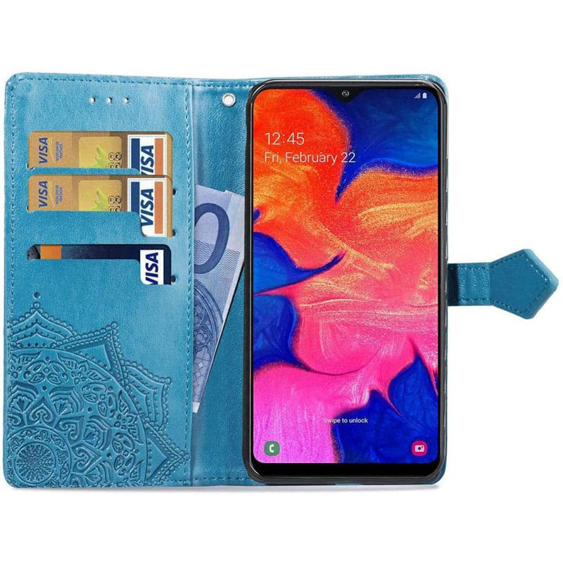 Кожаный чехол (книжка) Art Case с визитницей для Samsung Galaxy A10 (A105F) (Синий) в магазине vchehle.ua