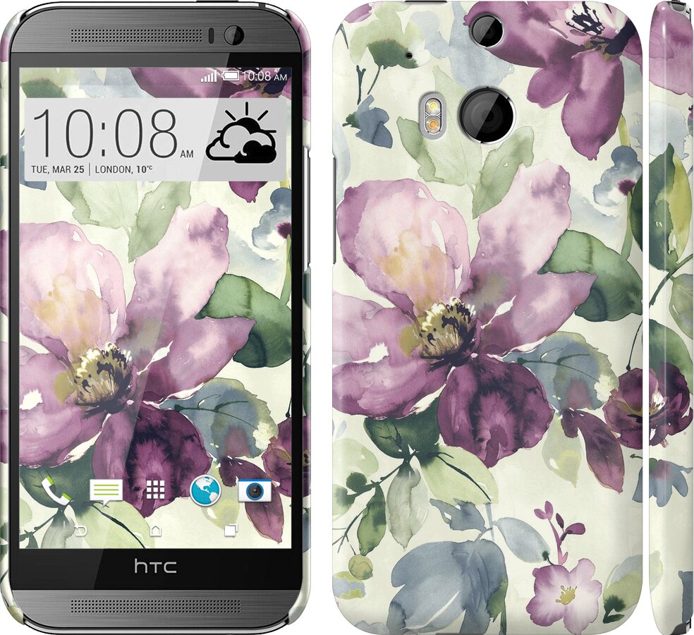 

Чехол Цветы акварелью для HTC One M8 296408