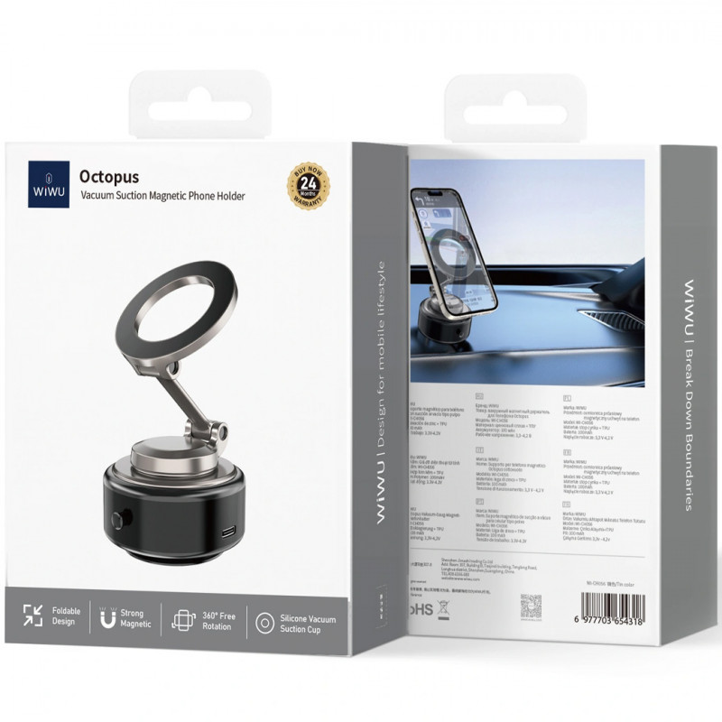 Купить Вакуумно-магнитный держатель для смартфона WIWU Wi-CH-056 Octopus Vacuum Suction Magnetic (Tarnish) на vchehle.ua