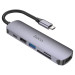 Перехідник Hoco HB28 Multi-function 6in1 (Type-C to HDTV+USB3.0+USB2.0+SD+TF+PD) (Metal gray)