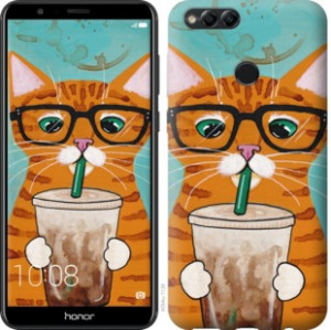 Чехол Зеленоглазый кот в очках для Huawei Honor 7X