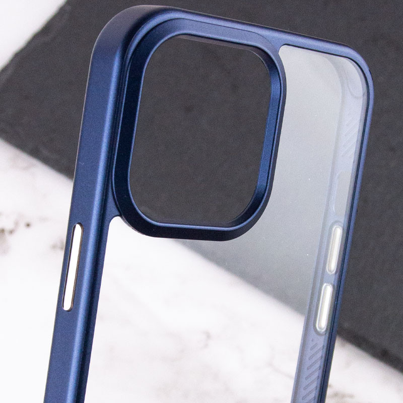 Фото TPU+PC чехол Chrome Buttons для Apple iPhone 13 (6.1") (Синий) в магазине vchehle.ua