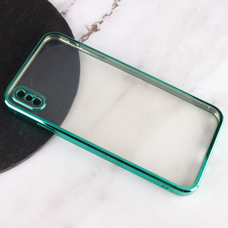 Фото Прозрачный силиконовый чехол глянцевая окантовка Full Camera для Apple iPhone XS Max (6.5") (Зеленый) на vchehle.ua