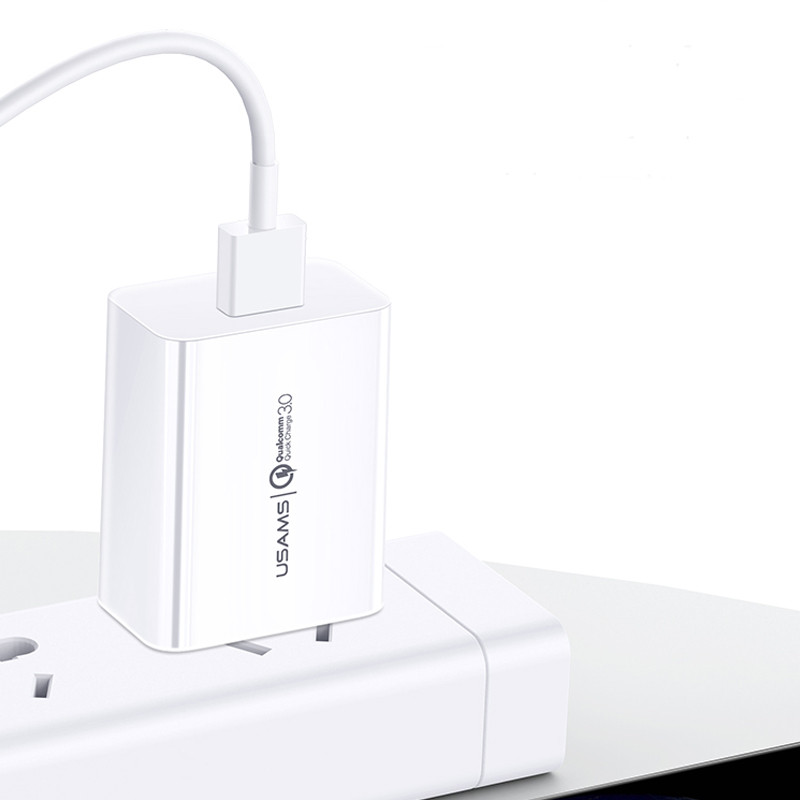 Фото СЗУ USAMS US-CC083 T22 Single USB QC3.0 Travel Charger (EU) (Белый) на vchehle.ua