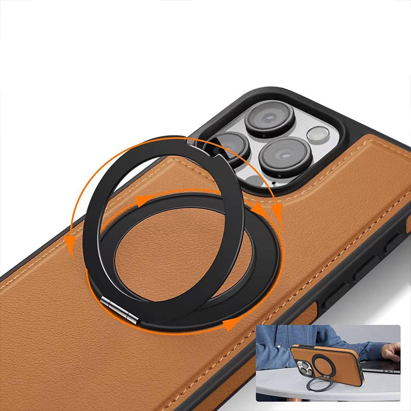 Фото Кожаная накладка Retro with Magnetic Safe для Apple iPhone 15 Pro Max (6.7") (Brown) в магазине vchehle.ua