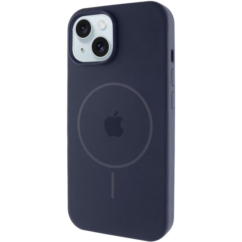 Чохол Silicone Case Full Protective (AA) with Magnetic Safe на Apple iPhone 15 (6.1") (Темно-синій / Midnight blue)