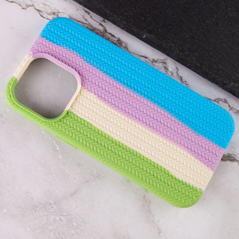 Фото Чохол Silicone case Full Braided на Apple iPhone 13 Pro Max (6.7") (М'ятний / Блакитний) на vchehle.ua