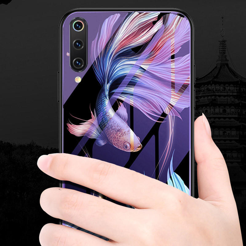 TPU+Glass чехол светящийся в темноте для Xiaomi Mi 9 Pro (Рыбка / Фиолетовый) в магазине vchehle.ua