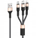 Дата кабель Hoco X26 Xpress 3in1 Lightning -MicroUSB-Type-C (1m) (Чорний / Золотий)