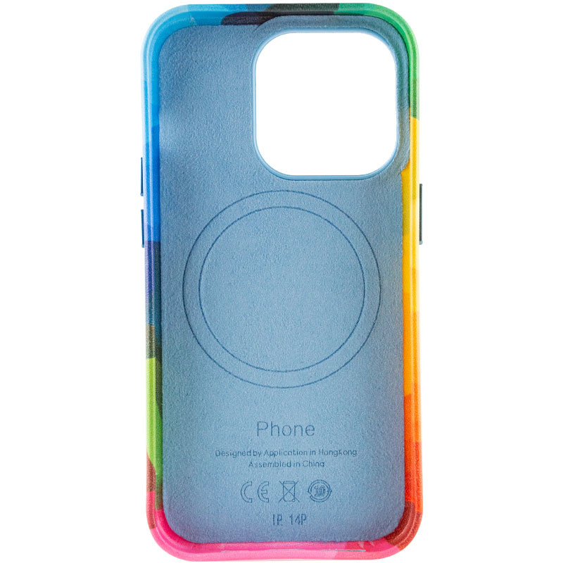 Шкіряний чохол Colour Splash with Magnetic Safe на Apple iPhone 14 Pro (6.1") (Red / Blue) в магазині vchehle.ua