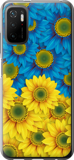 Чехол Жёлто-голубые цветы для Xiaomi Redmi Note 10T