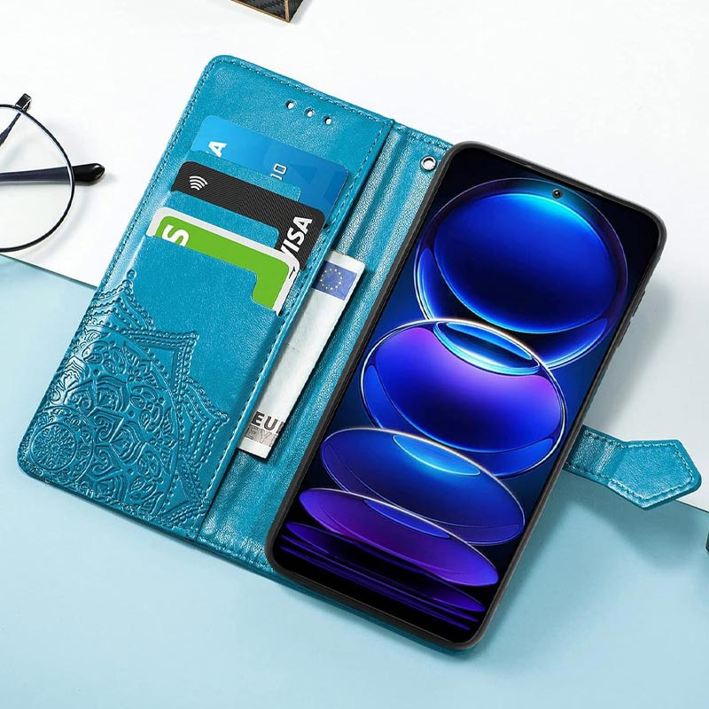 Кожаный чехол (книжка) Art Case с визитницей для Realme 12 Pro (Синий) в магазине vchehle.ua