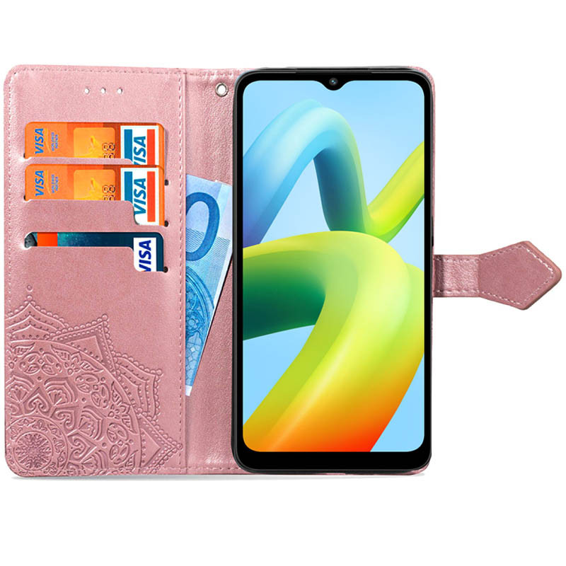 Фото Шкіряний чохол (книжка) Art Case з візитницею на Xiaomi Redmi A1 / A2 (Рожевий) на vchehle.ua