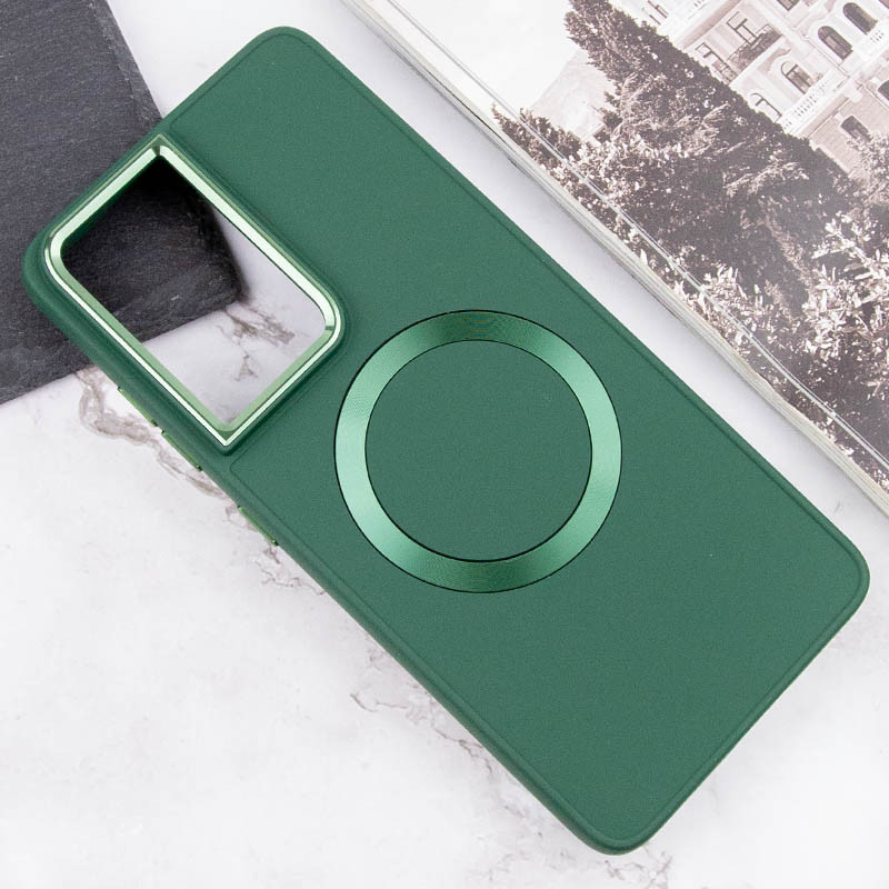 TPU чохол Bonbon Metal Style with Magnetic safe на Samsung Galaxy S22 Ultra (Зелений / Army Green) в магазині vchehle.ua