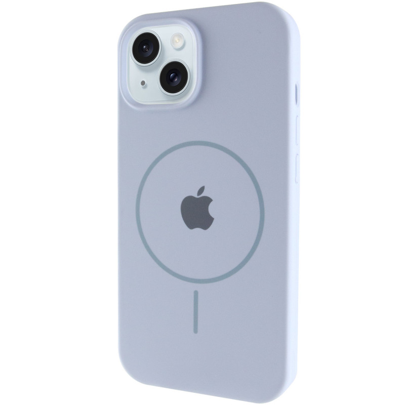 Чохол Silicone Case Full Protective (AA) with Magnetic Safe на Apple iPhone 15 Plus (6.7") (Блакитний / Lilac Blue)