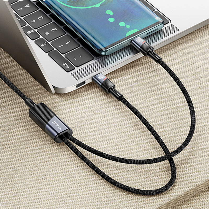 Дата кабель Hoco U139 Type-C to Type-C/Type-C 100W (1.2m) (Black) в магазині vchehle.ua