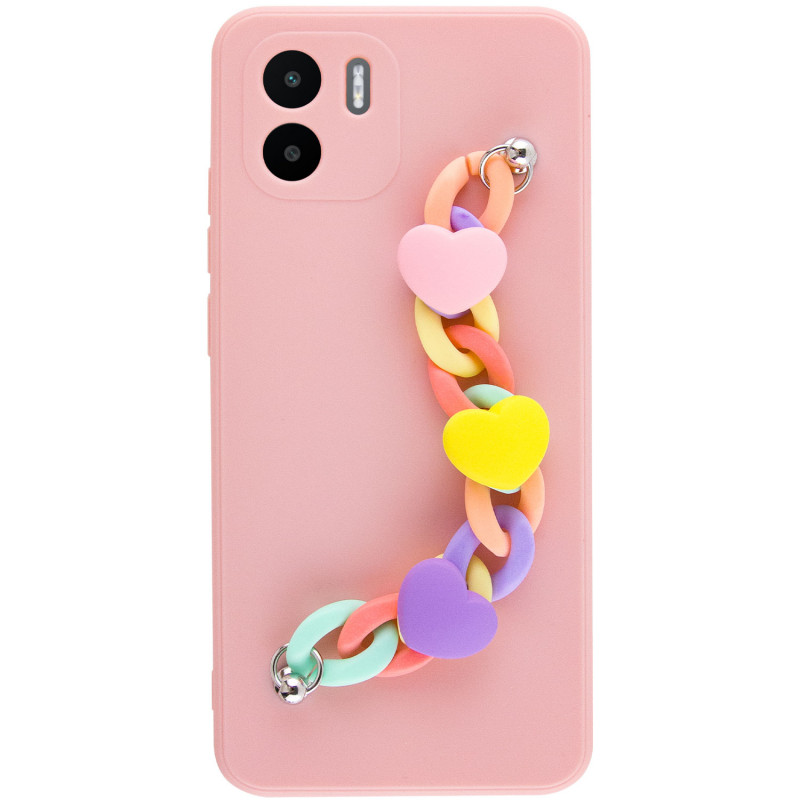 Фото Чохол Chained Heart з підвісним ланцюжком на Xiaomi Redmi A1 / A2 (Pink Sand) на vchehle.ua