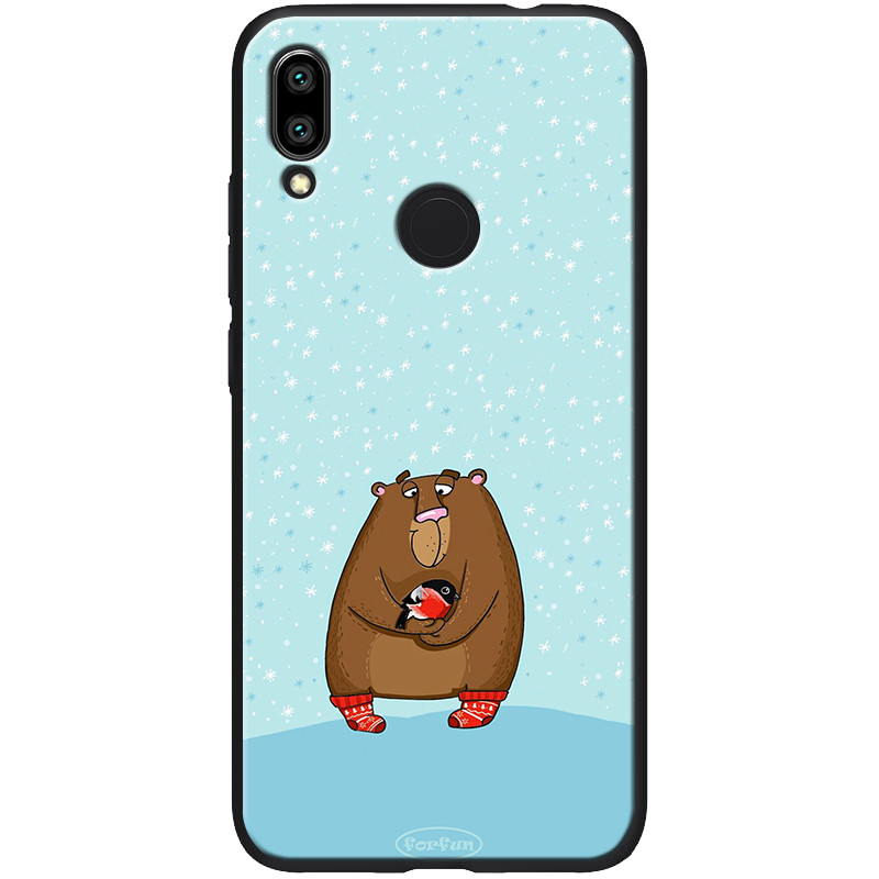 

TPU+PC чехол ForFun для Xiaomi Redmi Note 7S (Медведь и снегирь / Голубой) 788396