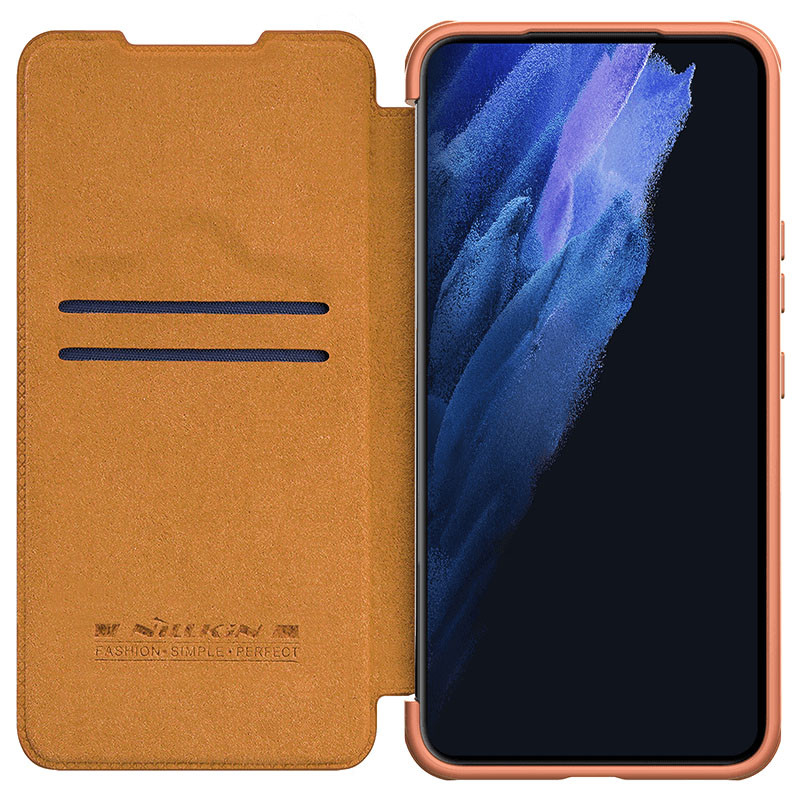 Купити Шкіряний чохол (книжка) Nillkin Qin Pro Camshield на Samsung Galaxy S22 (Коричневий) на vchehle.ua