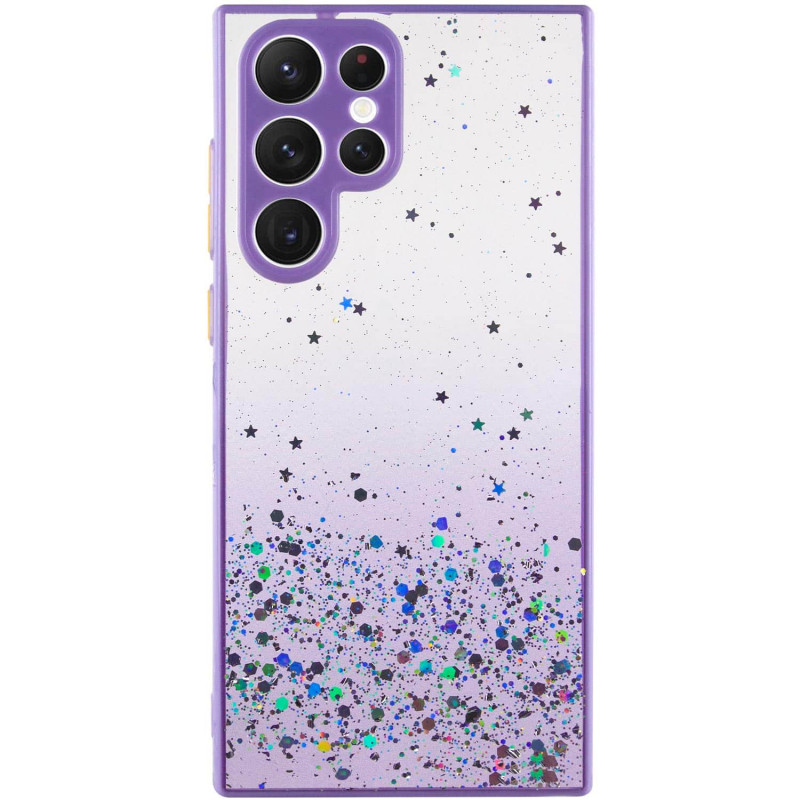 TPU чохол Spangle star із захистом камери на Samsung Galaxy S22 Ultra (Бузковий)