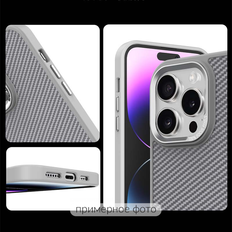 Фото Чохол TPU+PC Carbon Mirage with Magnetic safe на Apple iPhone 16 (6.1") (Grey) в маназині vchehle.ua