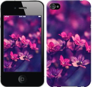 Чехол Пурпурные цветы для iPhone 4