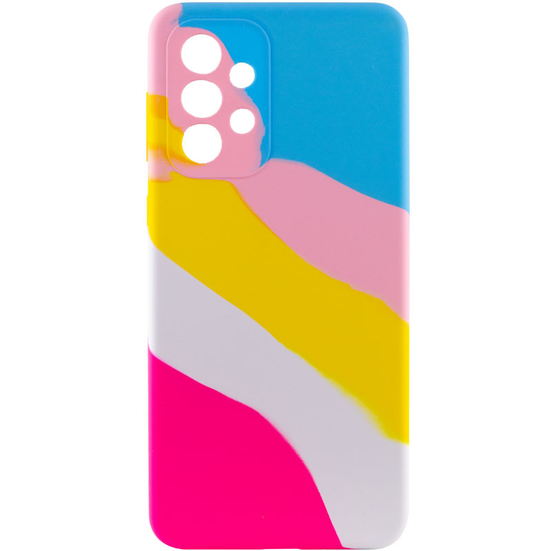 Чохол Silicone Cover Full Rainbow without logo на Samsung Galaxy A33 5G (Блакитний / Фуксия)