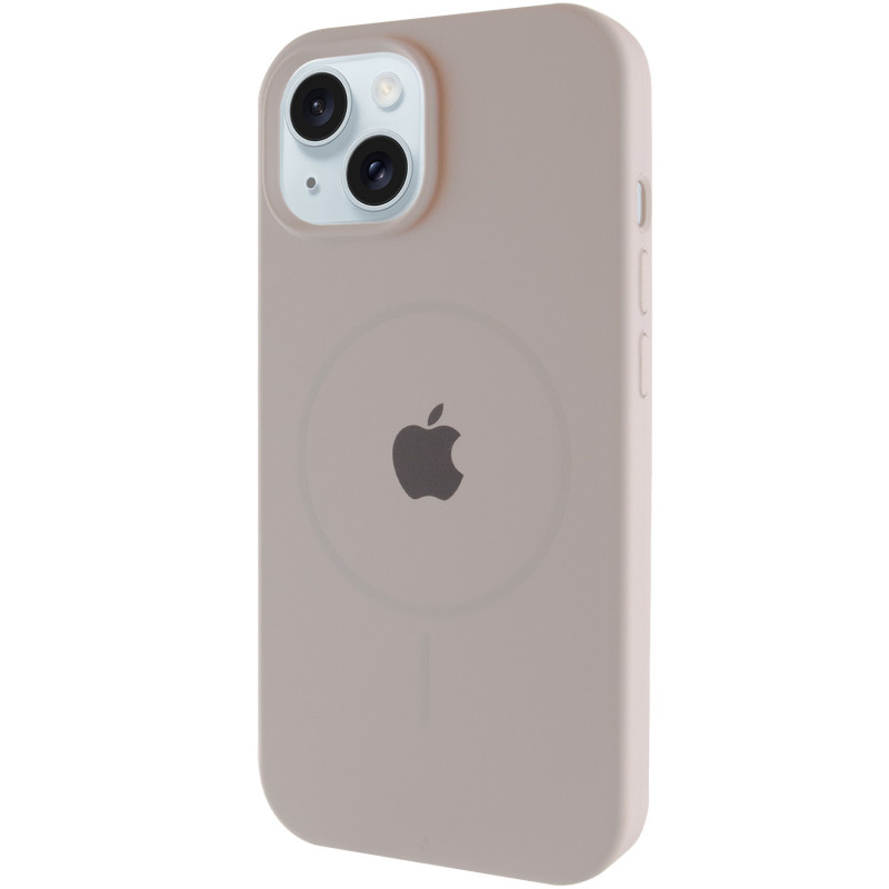 Чохол Silicone Case Full Protective (AA) with Magnetic Safe на Apple iPhone 15 Plus (6.7") (Сірий / Light Grey)