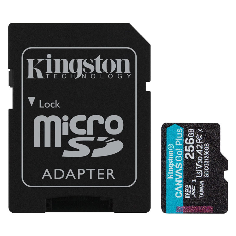 Фото Карта памяти Kingston MicroSDXC 256GB U3 Canvas Go! Plus R170MB/s 90W + adapter (SDCG3/256GB) (Black) на vchehle.ua