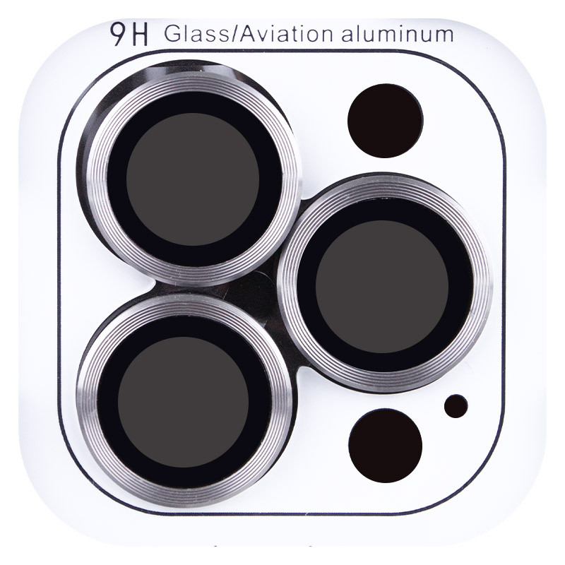 Фото Захисне скло Metal Classic на камеру (в упак.) на Apple iPhone 16 Pro (6.3") / 16 Pro Max (6.9") (Сірий / Titanium Gray) в маназині vchehle.ua