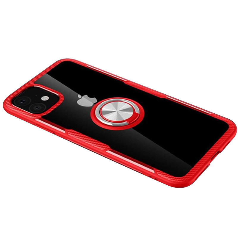 

TPU+PC чохол Deen CrystalRing for Magnet (opp) на Apple iPhone 11 (6.1") (Прозорий / Червоний) 883725