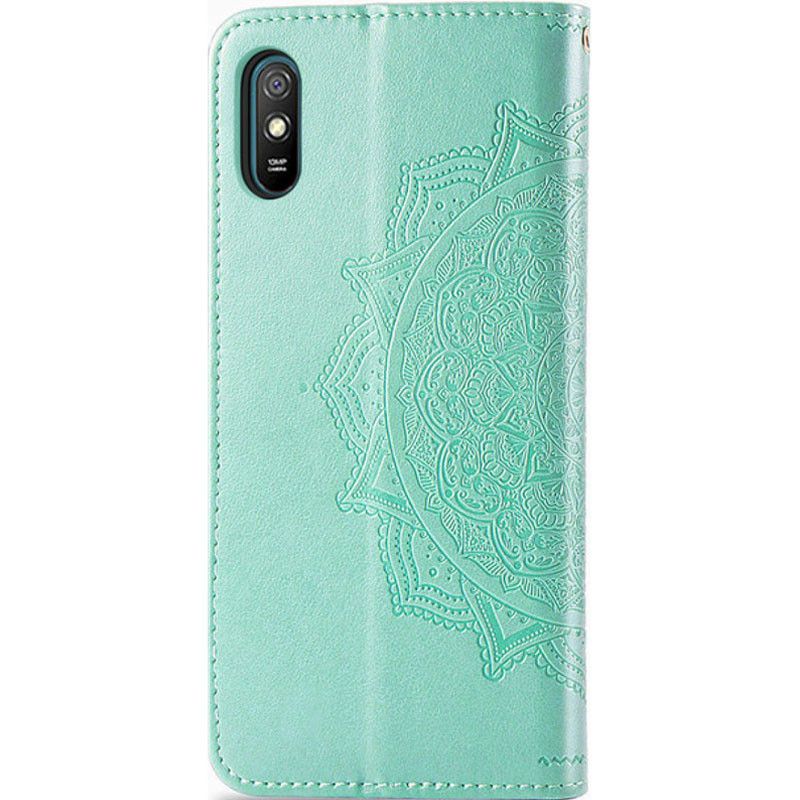 Фото Шкіряний чохол-книжка Art Case з візитницею на Xiaomi Redmi 9A (Бірюзовий) на vchehle.ua