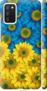 Чехол Жёлто-голубые цветы для Samsung Galaxy A02s A025F
