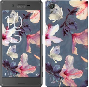 Чехол Нарисованные цветы для Sony Xperia X F5122
