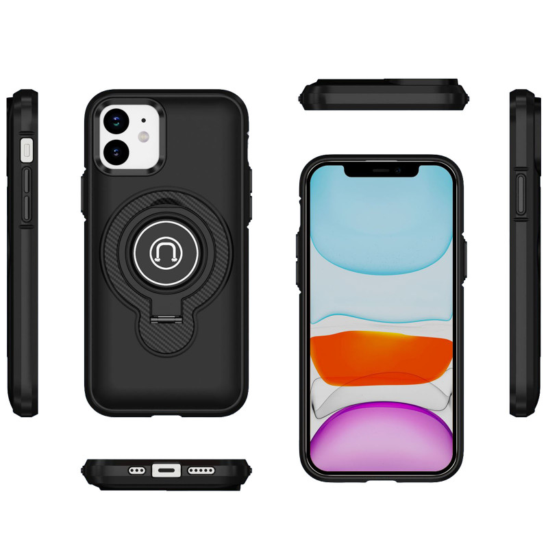 Фото TPU+Textured PC Magnet на Apple iPhone 11 / XR (6.1") (Black) в маназині vchehle.ua