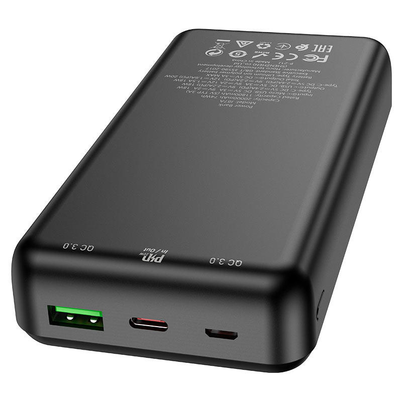 Фото Портативний зарядний пристрій Power Bank Hoco J87A Tacker PD20W+QC3.0 20000 mAh (Чорний) в маназині vchehle.ua