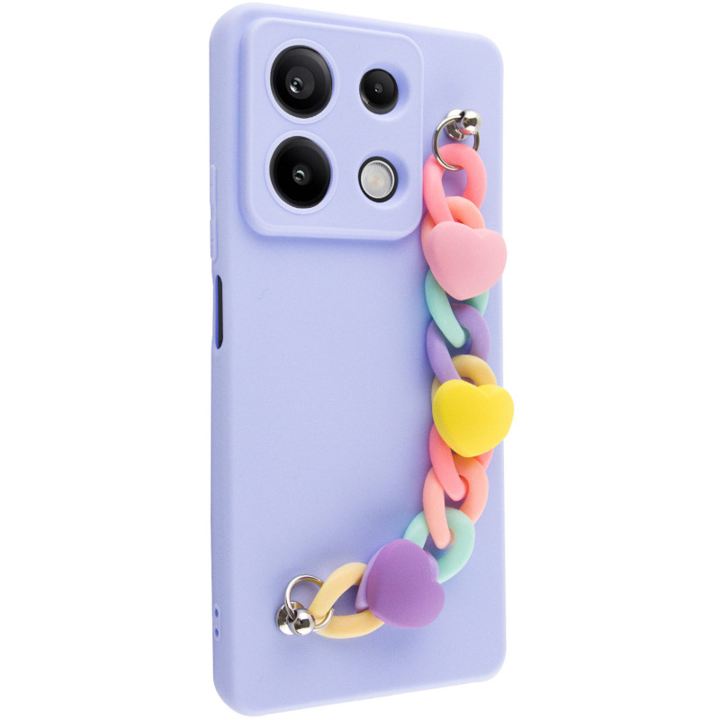 Чохол Chained Heart з підвісним ланцюжком на Xiaomi Redmi Note 13 5G (Lilac Blue)