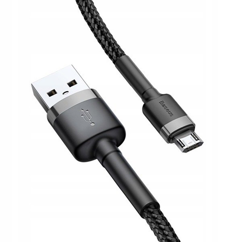 Фото Дата кабель Baseus Cafule MicroUSB Cable 2.4A (0.5m) (CAMKLF-A) (Серый / Черный) на vchehle.ua