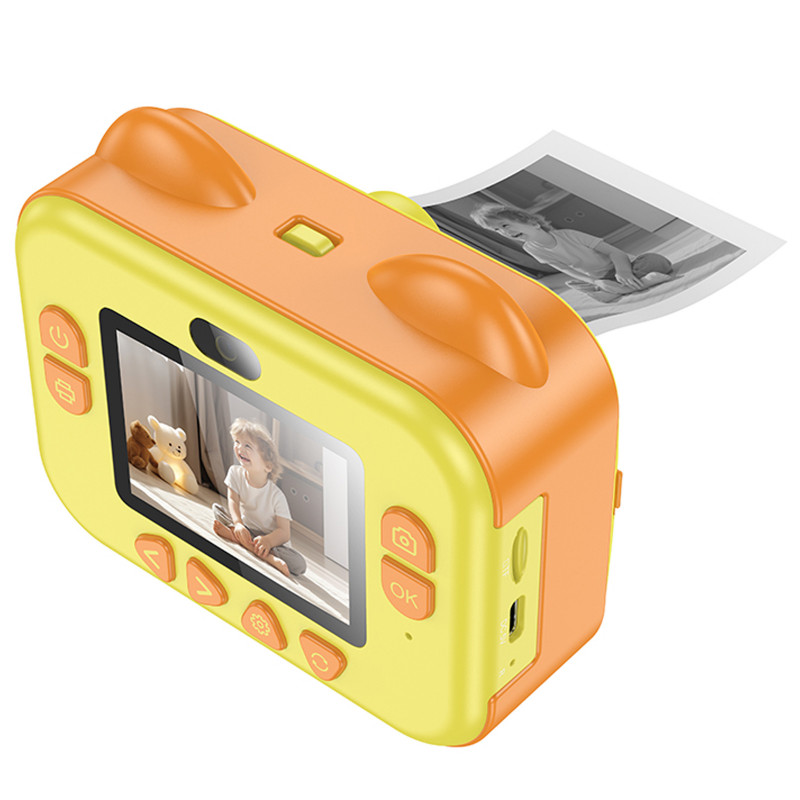 Детская фотокамера с моментальной печатью Hoco DV204 Dual-camera (Yellow) в магазине vchehle.ua