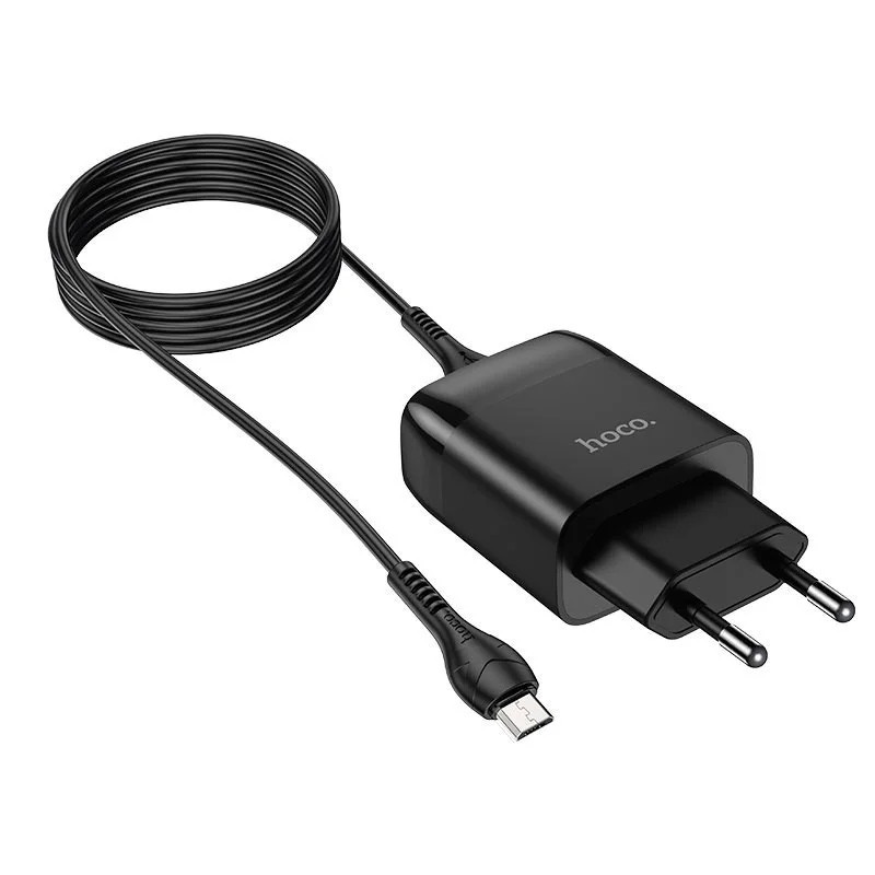 Фото МЗП Hoco C72A Glorious 2.1A (1USB-A) + кабель USB to MicroUSB (Чорний) на vchehle.ua