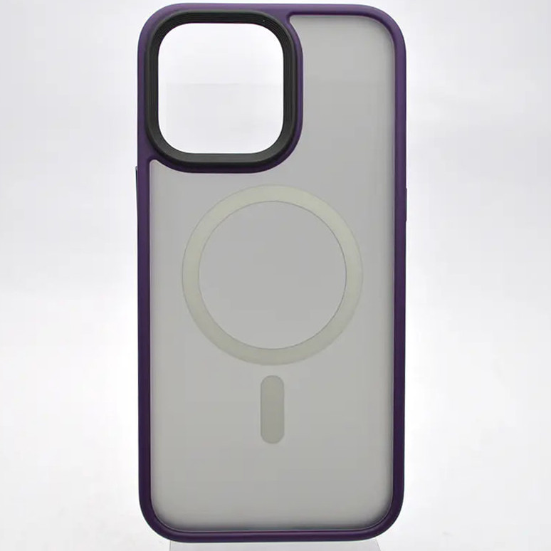Фото TPU+PC чохол Metal Buttons with Magnetic Safe на Apple iPhone 14 Pro Max (6.7") (Темно-фіолетовий) на vchehle.ua