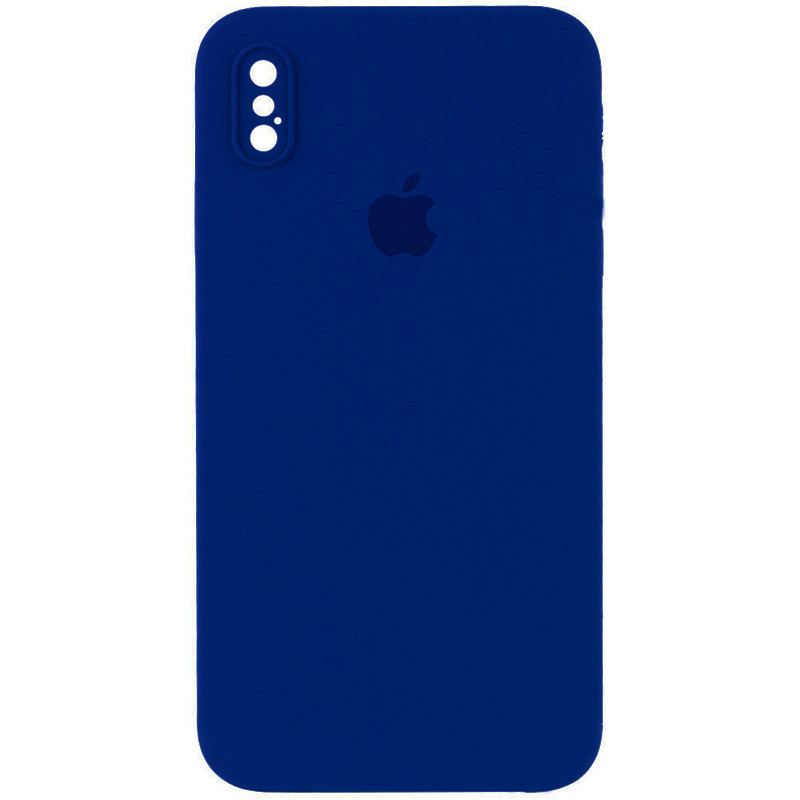 Чохол Silicone Case Square Full Camera Protective (AA) для Apple iPhone X / XS (5.8") (Синій / Deep navy)