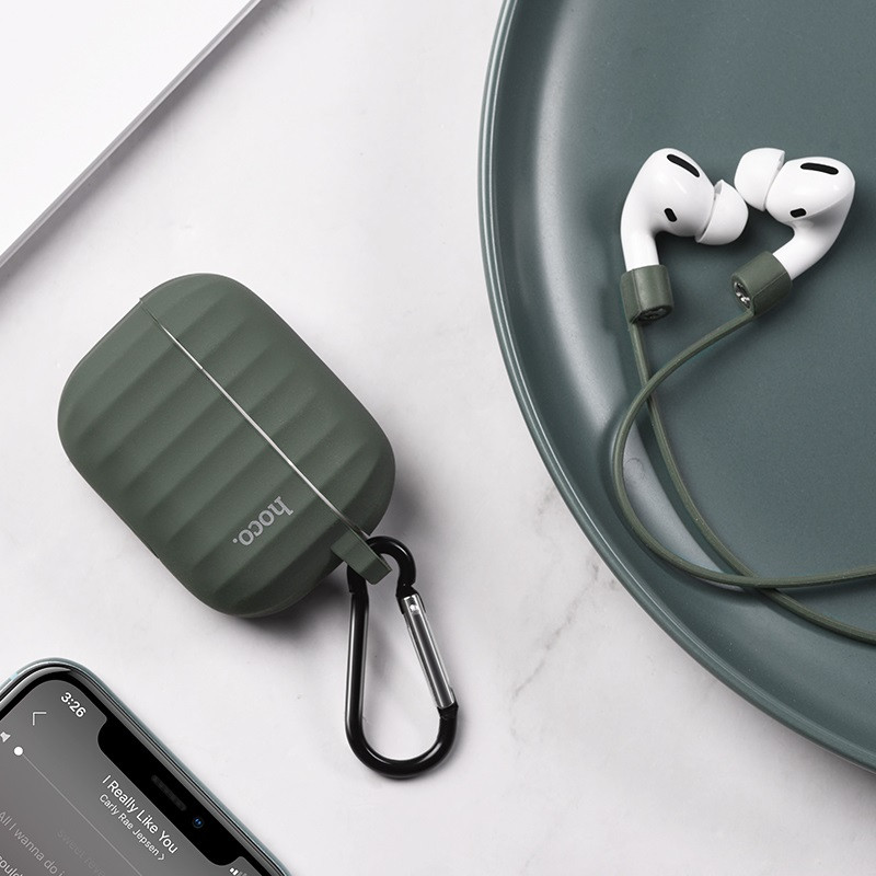 Фото Силіконовий футляр Hoco WB20 для навушників AirPods Pro (Зелений) в маназині vchehle.ua