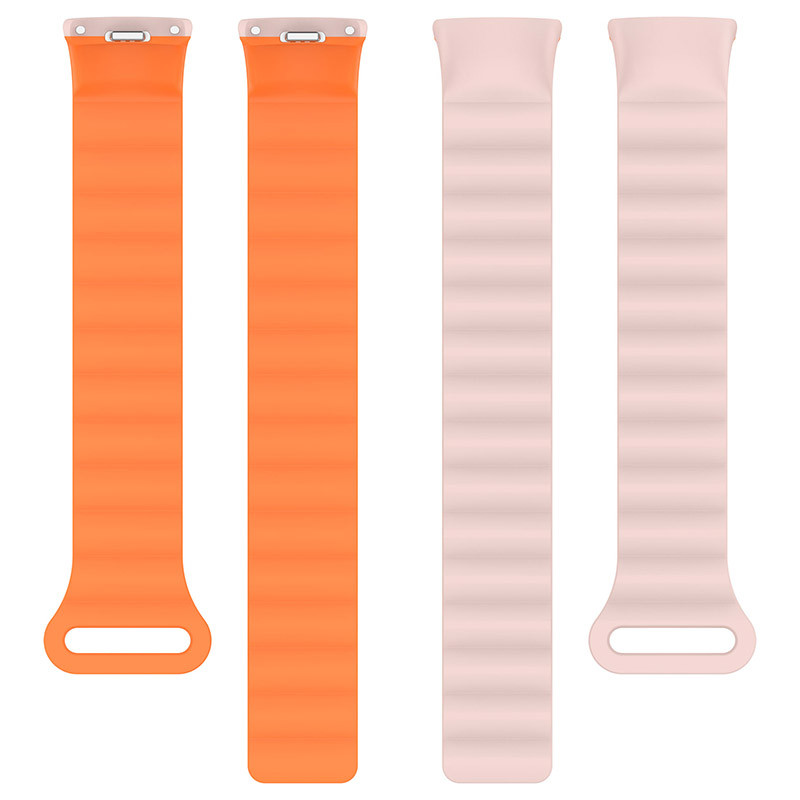 Ремешок Dual-color Magnetic для Xiaomi Mi Band 9/8 (Light Pink / Orange) в магазине vchehle.ua