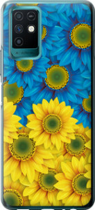 Чехол Жёлто-голубые цветы для Infinix Note 10