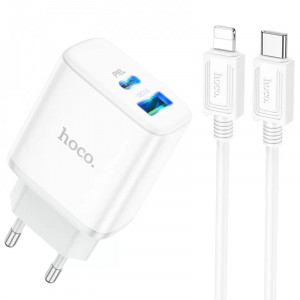 СЗУ Hoco C105A Stage PD20W+QC3.0 (1USB-A/1C) + кабель Type-C to Lightning