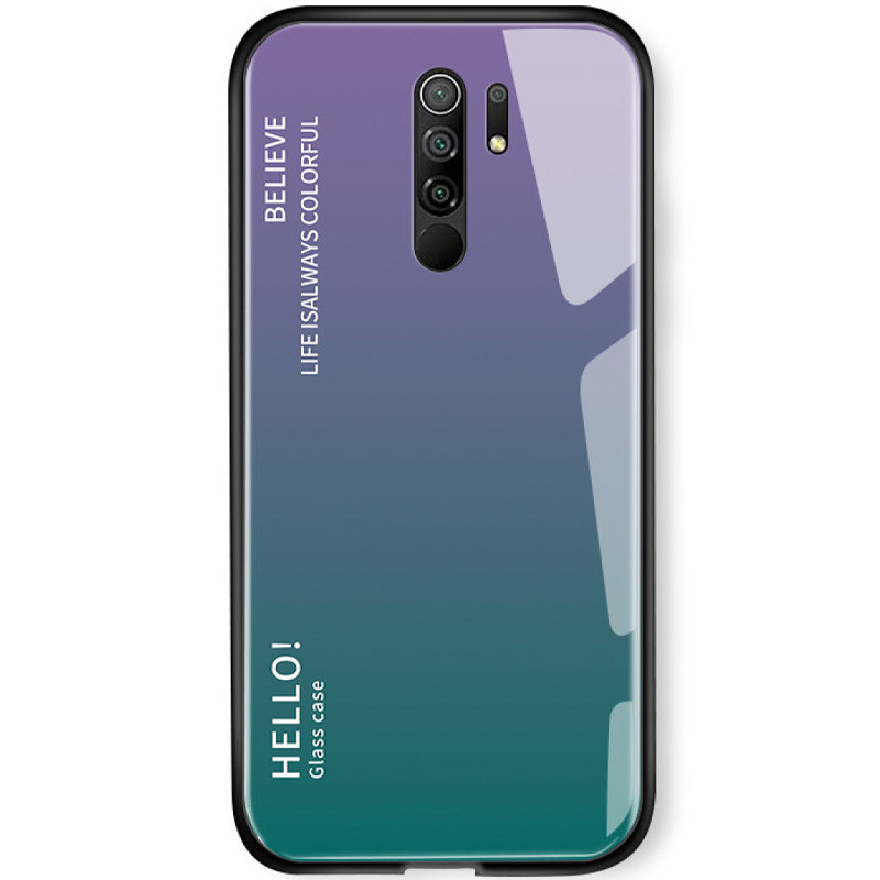 TPU+Glass чехол Gradient HELLO для Xiaomi Redmi 9 (Сиреневый)